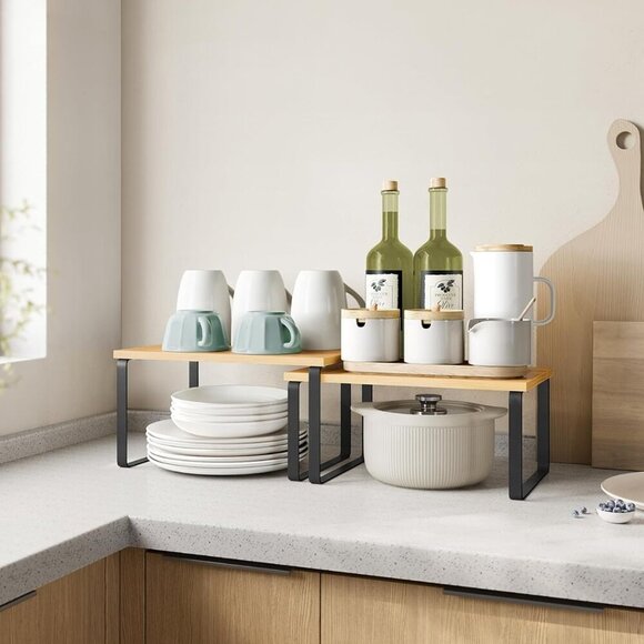 Cabinet Organizer Shelf, Set of 2 Kitchen Counter Shelves, Kitchen Storage - Picture 2 of 6